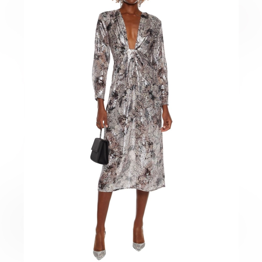 IRO silver dress - perfect for new years and holiday parties! Size 36/Small